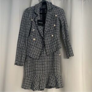 ASOS Parisian tweed dress and matching jacket with gold and pearl buttons